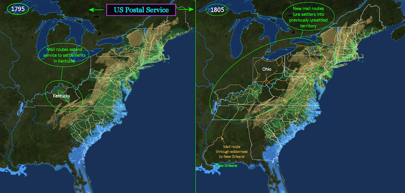 Postal Service, 1800 map